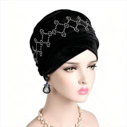 Rhinestone Velvet Muslim Scarf Hijab Ready to Wear Turban Caps African Hat Women's Head Wraps Female Headscarf Bonnet