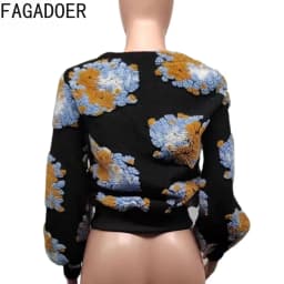 FAGADOER Fashion Street Jacquar Button Long Sleeve Coats Women Slim Vintage Jacket Autumn Elegant Lady Top Clothing Streetwear