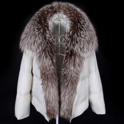 MAOMAOKONG 2026 Winter Women Warm White Duck Down Jacket Natural Real Fox Fur Collar Hood Puffer Coat Thick Luxury Outerwear