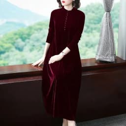 Women's Korean version Fat mm350 jin Golden Velvet Dress Female Spring and Autumn Fashionable Knee Length Mom's Wide Wife Dress