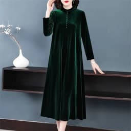 Women's Korean version Fat mm350 jin Golden Velvet Dress Female Spring and Autumn Fashionable Knee Length Mom's Wide Wife Dress