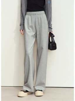 AMII Minimalism Casual Pants for Women 2025 Autumn Wide Leg New Loose Vertical Elastic Waist Drawstring Sporty Trousers 12343338