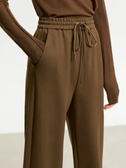AMII Minimalism Casual Pants for Women 2025 Autumn Wide Leg New Loose Vertical Elastic Waist Drawstring Sporty Trousers 12343338