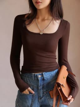 T-shirt Autumn Winter Low Neck Undercoat Women's Spring Autumn Top Long sleeve Slim fit inside and outside
