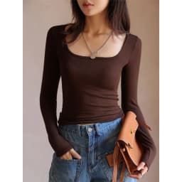 T-shirt Autumn Winter Low Neck Undercoat Women's Spring Autumn Top Long sleeve Slim fit inside and outside