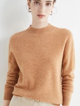 Women's Sweaters Pullovers 100% Merino Wool Knitwear Mock Neck Basic Casual Cashmere Autumn Winter Comfortable Clothing Tops New