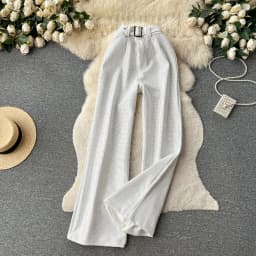 Luxury Shiny rhinestone Flare pants for women 2025 New Stylish High waist long pants with belt Gold Vintage trousers INEKO 3B018