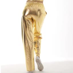 Women's Metallic Pants with Elastic Waist Solid Color Loose Pants Casual Trendy Grunge Streetwear with Pockets