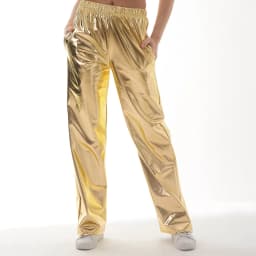 Women's Metallic Pants with Elastic Waist Solid Color Loose Pants Casual Trendy Grunge Streetwear with Pockets