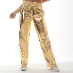 Women's Metallic Pants with Elastic Waist Solid Color Loose Pants Casual Trendy Grunge Streetwear with Pockets