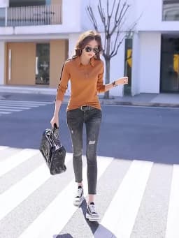 European Station Long sleeved T-shirt Women's Summer New Fashion Light Luxury Pure Cotton Polo Neck Casual Large Size Loose Top