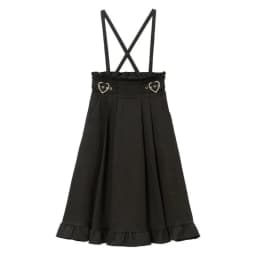 Dark Gothic Y2k Lolita High Waist Pleated Skirt Women Chic Love Buckle Ruffle Short Skirt Korean Fashion A-Line Long Strap Skirt