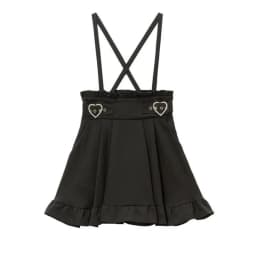 Dark Gothic Y2k Lolita High Waist Pleated Skirt Women Chic Love Buckle Ruffle Short Skirt Korean Fashion A-Line Long Strap Skirt
