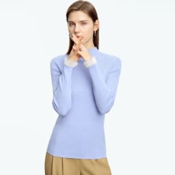 AMII Minimalism Mock Neck Sweaters Women 2024 Autumn New Slim Fit Knit Top Long Sleeve Female Wool Pullovers Sweater 12443251