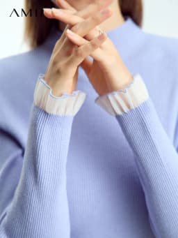 AMII Minimalism Mock Neck Sweaters Women 2024 Autumn New Slim Fit Knit Top Long Sleeve Female Wool Pullovers Sweater 12443251