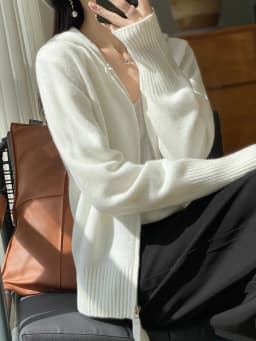 100% Merino Wool Cardigan Sweater Autumn Winter Women Zipper Hoodie Long Sleeve Pure Colors Cashmere Knitwear Female Clothing