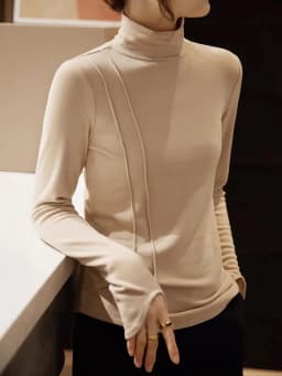 SuyaDream Women's Wool Blend Turtleneck Thermal T-Shirt, High Collar Basic Slim Tee, 2025 Fall Winter Simple Top