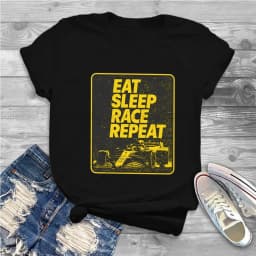 F1 Formulate 1 Racing Polyester TShirt for Women Eat Sleep Race Repeat Basic Casual Sweatshirts T Shirt