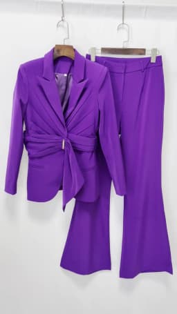 HIGH STREET Newest 2026 Designer Runway Fashion Women's Waistband Slim Fit Blazer Suit Pants Set 2pcs
