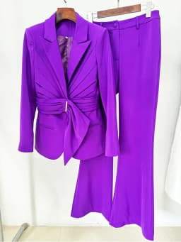 HIGH STREET Newest 2026 Designer Runway Fashion Women's Waistband Slim Fit Blazer Suit Pants Set 2pcs