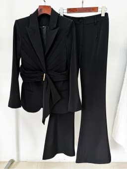 HIGH STREET Newest 2026 Designer Runway Fashion Women's Waistband Slim Fit Blazer Suit Pants Set 2pcs