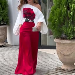 BKLD 2024 Women Commuter Suit Elegant Floral Printing Skew Neck Off-shoulder Tops+High Waist Wide Leg Pants Two-piece Streetwear