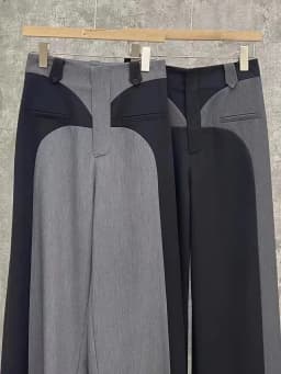 Chestnut 2023 Spring NewDesign Sense Color Contrast Patchwork Suit Pants Women's High Waist Slimming Loose Wide Leg Mop Pants