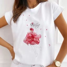 Summer New Women's Fashion Girls White Women's Round Neck Loose Short-sleeved T-shirt Top Oversized T Shirt Tops Y2k  Tee