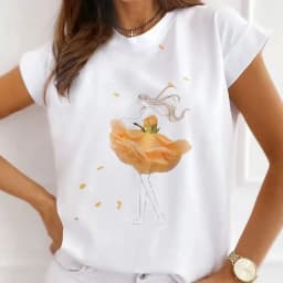 Summer New Women's Fashion Girls White Women's Round Neck Loose Short-sleeved T-shirt Top Oversized T Shirt Tops Y2k  Tee