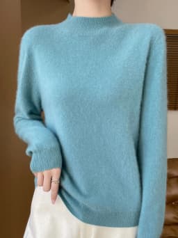 100% Merino Wool Sweater Women Mock Neck Sweater Fall Winter Basic Soft Warm Pullovers Long Sleeve Knit Wool Tops Female Clothes