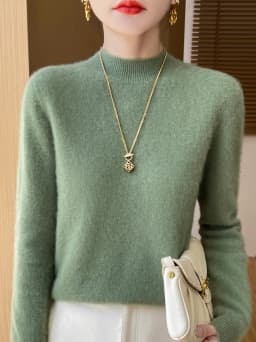 100% Merino Wool Sweater Women Mock Neck Sweater Fall Winter Basic Soft Warm Pullovers Long Sleeve Knit Wool Tops Female Clothes