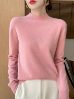 100% Merino Wool Sweater Women Mock Neck Sweater Fall Winter Basic Soft Warm Pullovers Long Sleeve Knit Wool Tops Female Clothes