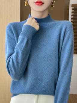 100% Merino Wool Sweater Women Mock Neck Sweater Fall Winter Basic Soft Warm Pullovers Long Sleeve Knit Wool Tops Female Clothes