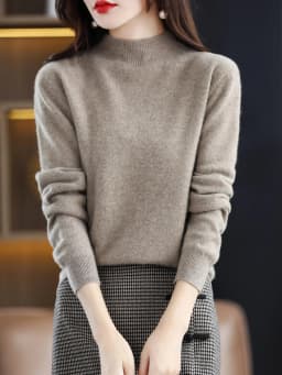 100% Merino Wool Sweater Women Mock Neck Sweater Fall Winter Basic Soft Warm Pullovers Long Sleeve Knit Wool Tops Female Clothes