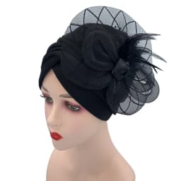 2023 New Feather Flower Turban Hats for Women Female Headwrap Ready to Wear Hijab Caps Muslim Headscarf Bonnet Turbante Mujer