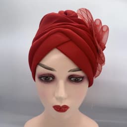 2023 New Feather Flower Turban Hats for Women Female Headwrap Ready to Wear Hijab Caps Muslim Headscarf Bonnet Turbante Mujer
