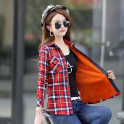 Velvet Thick Warm Women Plaid Shirt Female Fleece Tops Oversized M-4XL Women's Coat Winter Fit Blusas Femininas Chemise Femme