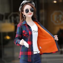Velvet Thick Warm Women Plaid Shirt Female Fleece Tops Oversized M-4XL Women's Coat Winter Fit Blusas Femininas Chemise Femme