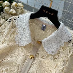 Sexy Chic lace Embroidery Turn-down Collar Dress vintage Elegant Korean Fashion Party Basic Slim Summer dresses