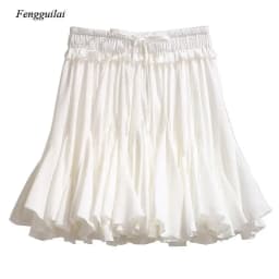 White Black Chiffon Summer Shorts Skirt Women 2022 Fashion Korean High Waist Tutu Pleated Mini Aesthetic Skirt Female