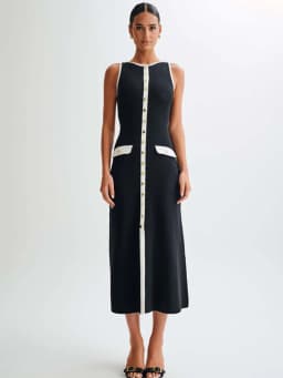 Tossy Knit Ribbed Cardigan Maxi Dress Female High Waist Slim Pocket Sleeveless Elegant Party Dress Women's Knitwear Long Dress