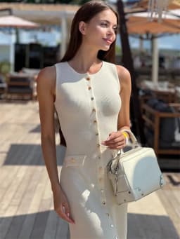 Tossy Knit Ribbed Cardigan Maxi Dress Female High Waist Slim Pocket Sleeveless Elegant Party Dress Women's Knitwear Long Dress