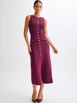 Tossy Knit Ribbed Cardigan Maxi Dress Female High Waist Slim Pocket Sleeveless Elegant Party Dress Women's Knitwear Long Dress