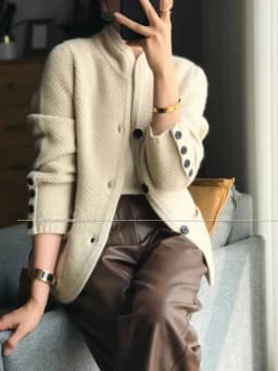 New hot high-end women's knitting cardigan  cashmere wool sweater long sleeve half high collarsolid women's 100% wool sweater