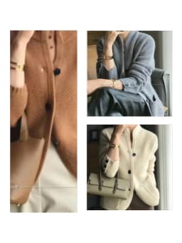New hot high-end women's knitting cardigan  cashmere wool sweater long sleeve half high collarsolid women's 100% wool sweater