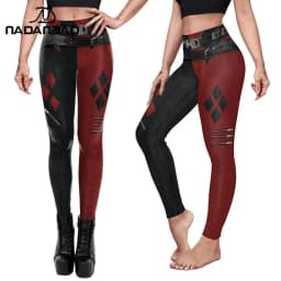Nadanbao 2025 Womens for Leggings Gothic Style Denim Print Slim Stretch Trouser Black Leggings Street Leisure Pants