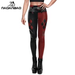 Nadanbao 2025 Womens for Leggings Gothic Style Denim Print Slim Stretch Trouser Black Leggings Street Leisure Pants