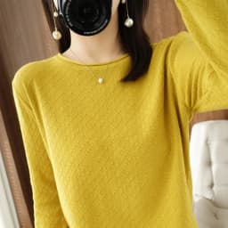 Women 100% Cotton Sweater Curled Round Neck Knitted Pullover Diamond Grid Soft Clothing Long Sleeve Bottoming Tops Autumn Winter