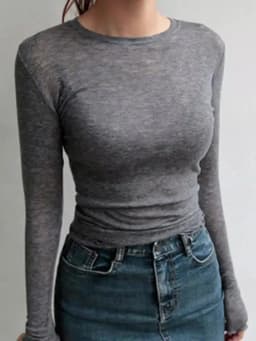 High Quality Plain T Shirt Women Cotton Elastic Basic T-shirts Female Casual Tops Long Sleeve Sexy Thin T-shirt see through