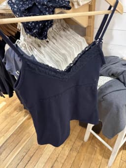 Lace Trim Navy Slim Tank Tops Woman Summer Bow V-Neck Sleeveless Cotton Cropped Vest Casual Vintage Streetwear Crop Top Y2k New